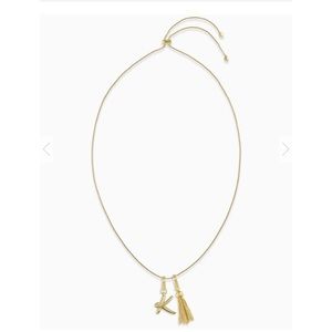 Letter K Charm Tassel Necklace In Gold
